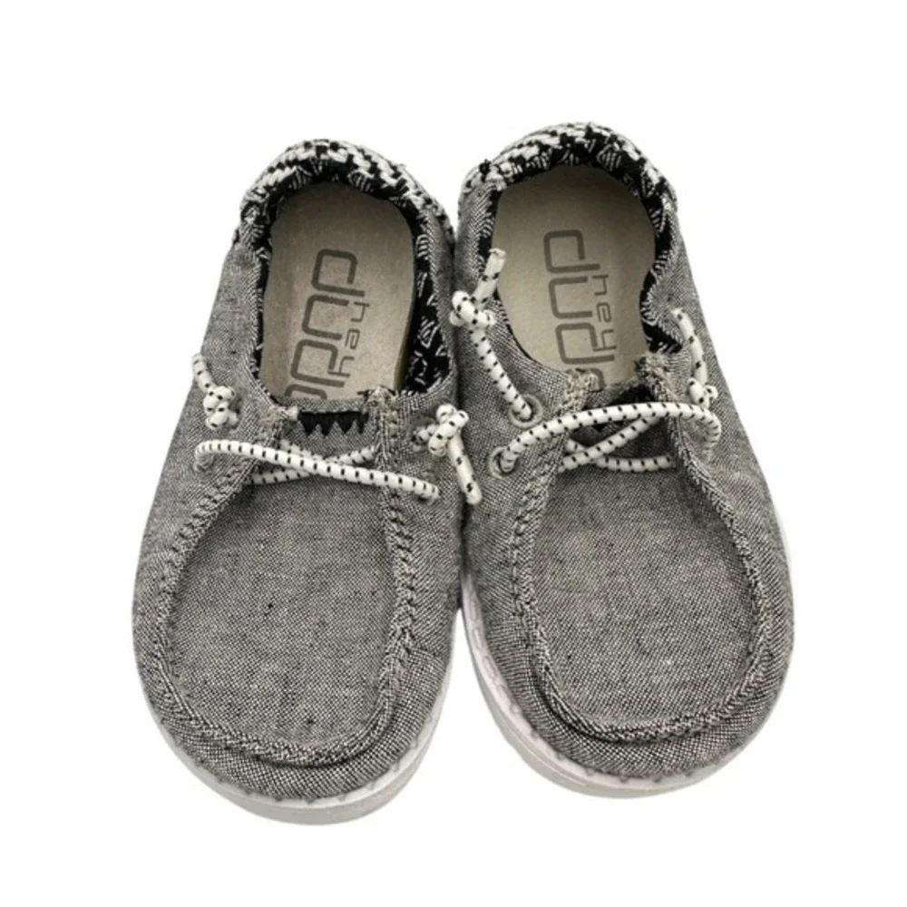 Kids Hey Dude Shoes Gray‎ Canvas Slip On Loafers Toddler Kids Size 6 Lightweight